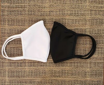 2/PK Black & White Face & Mouth Mask Washable W/ NOSE WIRE Reusable Made In USA - Image 1 of 4