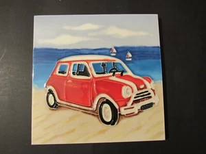 Benaya Keramik Kunst Fliese STRAND MINI 20 cm 8" Untersetzer Wandplakette - Bild 1 von 4