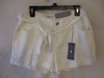 JLO Lyocel Flat Cuffed Solid Short Shorts w/Fabric Belt SR $44 NEW - Изображение 1 из 4