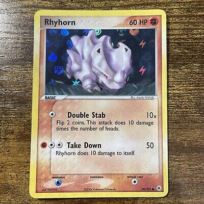 Rhyhorn 70/101 EX Hidden Legends Nintendo 2004 Pokemon Card NEAR MINT HOLO