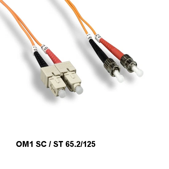1m/3.28ft OM1 SC/ST Duplex 62.5/125 Multi-Mode Fiber Optic Patch Cable ATM OFNR - Image 1 of 1