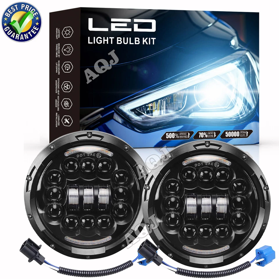 2X 7"INCH CHROME LED HEADLIGHT PROJECTOR FOR FORD LN7000 LN8000 LN9000 TRUCKS - Image 1 of 4