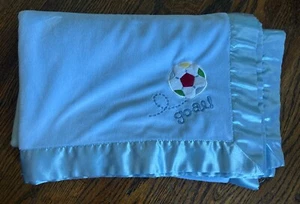 Circo Blue Baby Blanket Satin Edge Soccer Vintage Target 30x38 Goal Lovey Soft - Picture 1 of 6