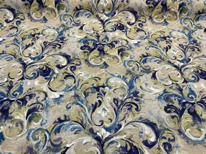 Boki Art Blue Digital Print Drapery Upholstery Vilber Fabric By The Yard - Picture 1 of 7