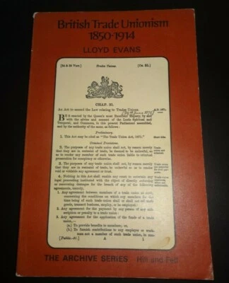 British Trade Unionism, 1850-1914 by L.W. Evans (Paperback, 1970) - Image 1 of 4