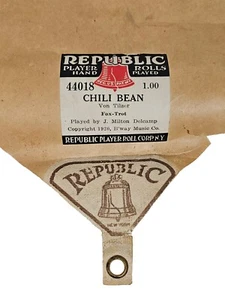 Republic Player Rolls Jugado a Mano CHILE BEAN 44018 Von Tilzer 1920 - Imagen 1 de 4