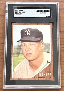 Rare 1962 Topps Hal Reniff #139 RC Rookie Card SGC Variation 4 Sharp Corners - Picture 1 of 2