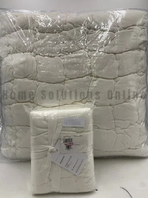 Pottery Barn Cozy Cloud Handcrafted Quilt King Cal 1 Sham Standard White #9800A - Image 1 of 4