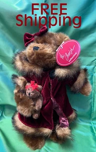 Nova Plush Cherish Collection Teddy Bear Red Velvet Coat with Toy Bear 13" - Picture 1 of 10