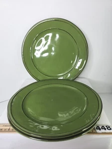 Citrus Grove Olive Green Dinner Plates 11" Set Of 3 Brown Edge  - Picture 1 of 24