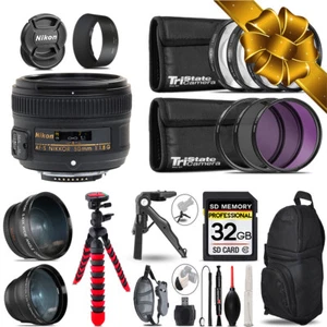 Nikon AF-S 50mm 1.8G - 3 Lens Kit + Tripod + Backpack - 32GB Accessory Bundle - Picture 1 of 5