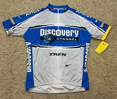 Винтажная велосипедная футболка 2005 Nike Discovery Channel на молнии размер большой новое копье - Изображение 1 из 4
