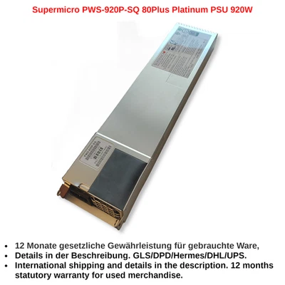 Supermicro PWS-920P-SQ 80Plus Platinum PSU 920W - Bild 1 von 4