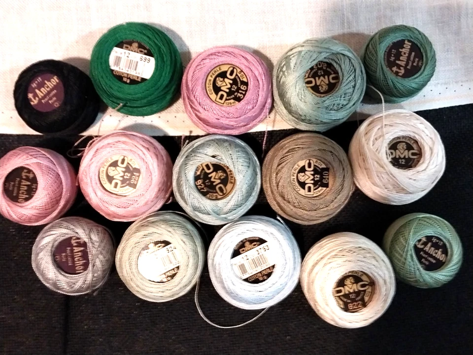 15x #12 perle cotton DMC and Anchor cross-stitch/needlepoint/tatting - Image 1 of 1
