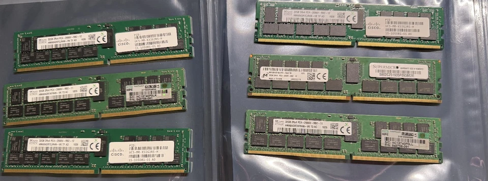 [LOTE A GRANEL DE 6] 32GB 2Rx4 PC4-2666V DDR4-21300 RDIMM ECC Servidor Memoria RAM Foto 1 de 1