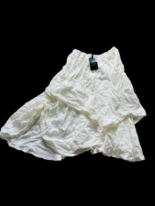 Asymmetrischer weißer Lagenlook Crinkled Leinen Rock. Größe XL. - Bild 1 von 3