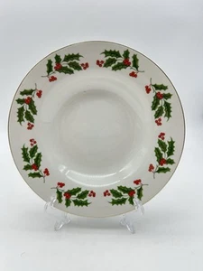 Set Of 4 China Holiday Wishes  Fine China Soup Bowls W/ Holly Design 8" Wide - Picture 1 of 5