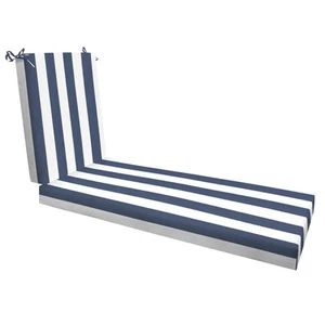Outdoor Chaise, 22.5" W x 70" L, Cabana Stripe Blue & White Patio Cushion - Picture 1 of 8