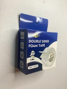 Double Sided Foam Tape White 2in x 16.5ft Tape Sponge Adhesive Tape 2 Roll - Picture 1 of 8