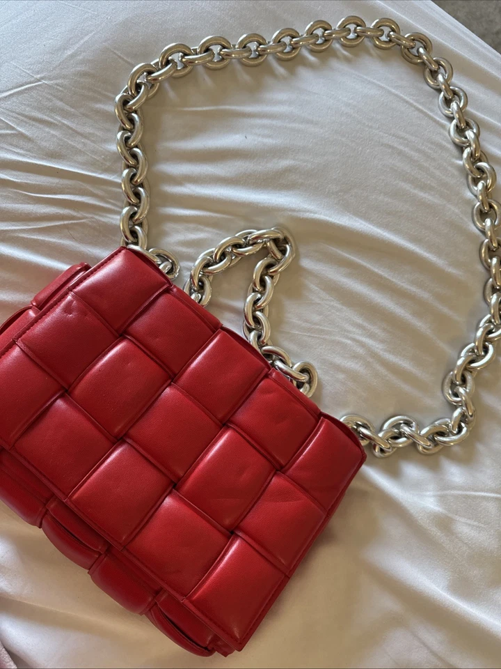 Bottega女式红色链条肩带银色五金 — 第 1/4 张图片