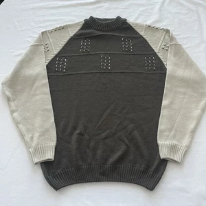 Suéter Tejido Abstracto De Colección Para Hombre Grande Lana Oswal Geométrico Abuelo Marrón - Imagen 1 de 6