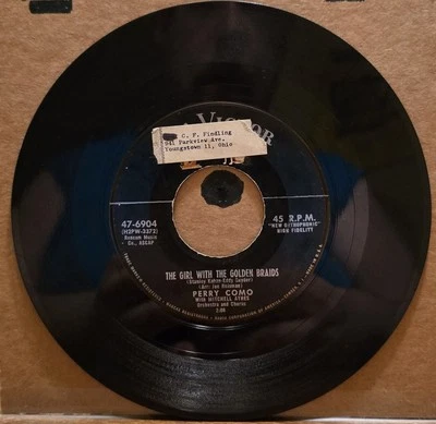 Perry Como 45 - The Girl With the Golden Braids / My Little Baby - RCA Victor - Image 1 of 2