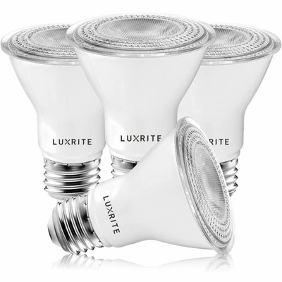 Luxrite 4-Pack PAR20 LED Bulb 7W=50W Bright White Dimmable Wet Rated UL Listed - Image 1 of 4