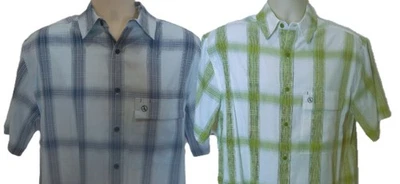 Lot 2 Aaigle Men’s Medium Plaid Button Down Shirts Blue Green Short Sleeve Casua - Image 1 of 4