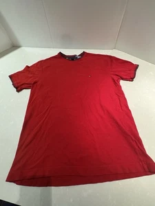 Vintage Tommy Hilfiger Jeans Shirt Size Large Men Red Box Logo Crewneck - Picture 1 of 8