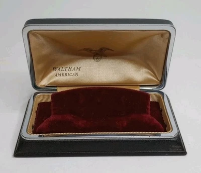 Caja de reloj Waltham American negra de colección seda y terciopelo en muy buen estado - SIN RELOJ Foto 1 de 4