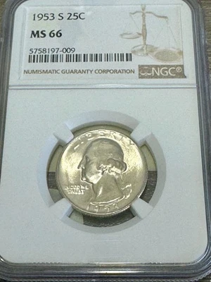 1953-S Washington Quarter NGC Graded MS66 - Image 1 of 2