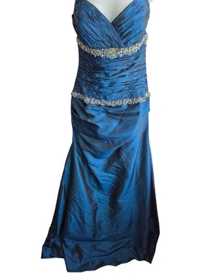 Alyce Designs Blue Beaded Ruffle Ball Gown Size 10 AS IS - Image 1 of 4