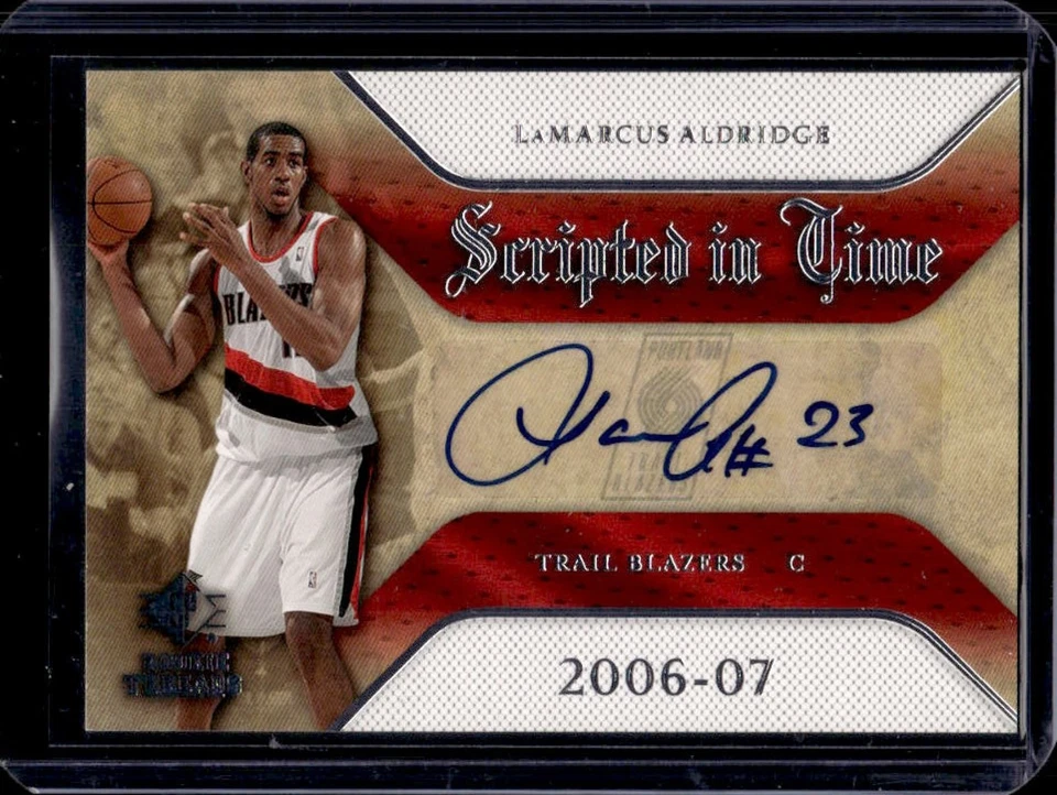 2007-08 SP Rookie Threads LaMarcus Aldridge Scripted in Time Auto #SIT-LA - Image 1 of 2