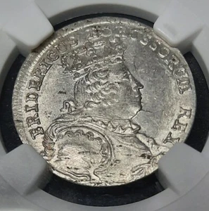 1756 B Germany Prussia 6 Grosch, Groschen, 6 Kreuzers. Silver Coin. NGC MS62 - Picture 1 of 4