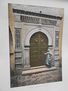 Tunisie - Porte du Palais de Khaznadar Photochromie Gravure fin 19ème - Bild 1 von 1
