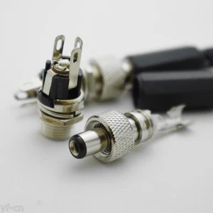 50sets DC Power Supply 5.5x 2.1mm Male + Female Connector w/ Nut for CCTV Camera - Picture 1 of 4