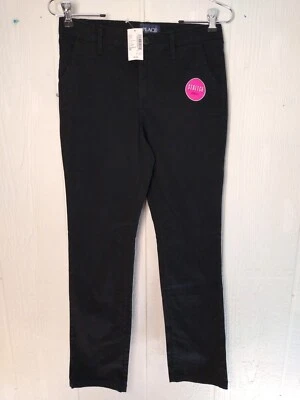 Pantalones chinos ajustados negros elásticos cintura ajustable para niñas 12 para niñas nuevos con etiquetas Foto 1 de 4