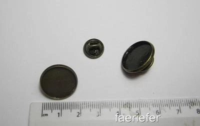 2 Antique Bronze Round Cabochon Setting Brooches fit 18 mm tie clutch pin back - Image 1 of 4