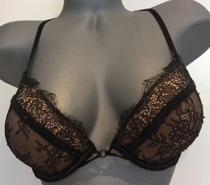 Para mujer Victoria's Secret Encaje Negro Estrás Muy Sexy Push Up 32D - Imagen 1 de 8