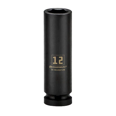 Powerbuilt 3/8 in. Drive x 12 mm 6 Point Deep Well Impact Socket - 647146 - Image 1 of 4