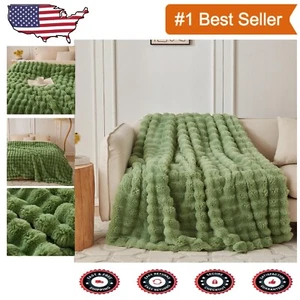 Ultra-Soft Faux Rabbit Fur & Flannel Throw Blanket - Perfect for Home & Gifts - Picture 1 of 6