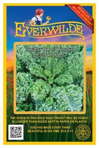 500 Dwarf Blue Curled Scotch Kale Seeds - Everwilde Farms Mylar Seed Packet - Picture 1 of 3