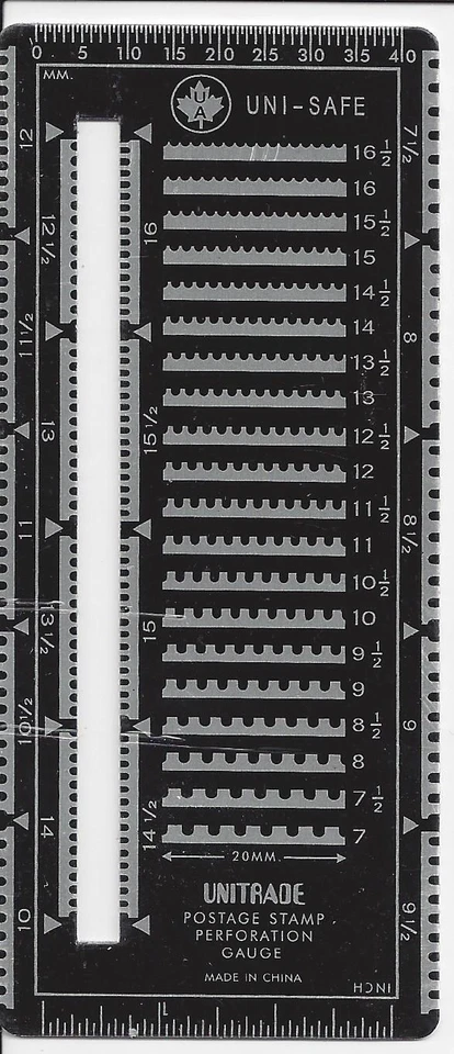 Uni-Safe Metal Perforation Gauge w/slot and Metric and Inch Ruler U428 - Image 1 of 1