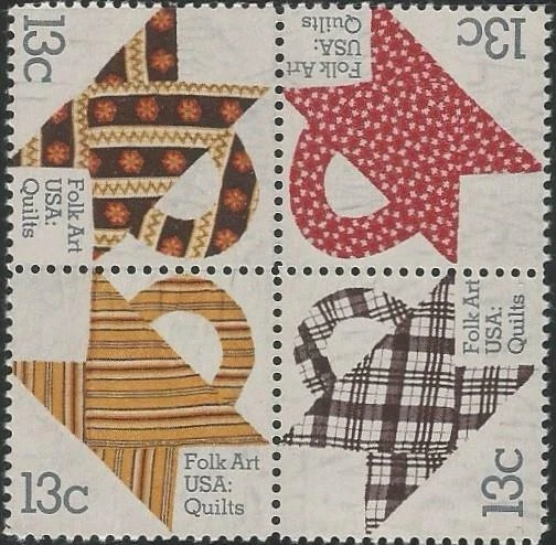 Block of 4 stamps - Scott 1745-48 - 13 cent - Folk Art Quilts - 1978 - MNH - Image 1 of 1