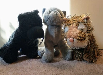 Webkinz Plush Kitty Cat Lot of 3 Panther, Tiger, Charcoal Kitten Stuffed Animal - Image 1 of 4