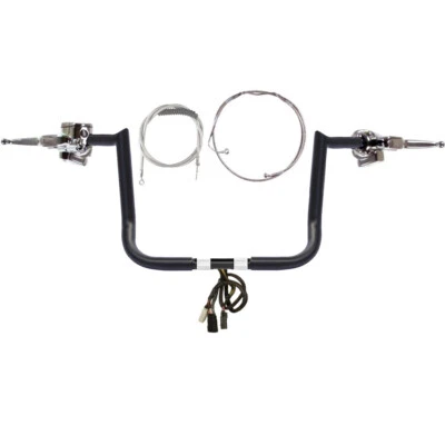 1 1/4" Black 12" Hooked Handlebar CKit 2008-2013 Harley Street Glide w/Radio/ABS - Imagem 1 de 4