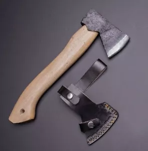 Custom Made Hand Forged Mini Carbon Steel Hatchet For Hikers . Forest Axe - Picture 1 of 7