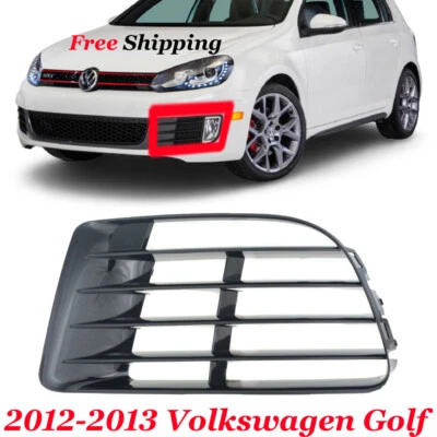 For 2012-2013 Volkswagen Golf Front New Driver Side Bumper Grille Black Plastic Foto 1 de 4