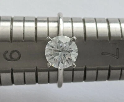 Anillo de compromiso solitario de platino .950 8 mm redondo circonita cúbica (circonita cúbica) talla 8 Foto 1 de 4