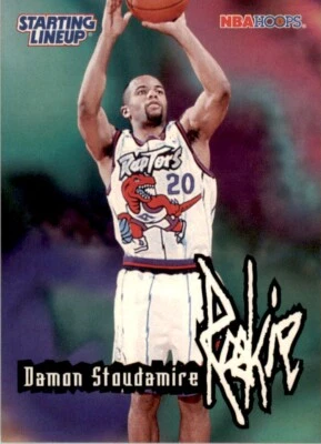 1996 Kenner Starting Lineup Card Damon Stoudamire Toronto Raptors - Image 1 of 2
